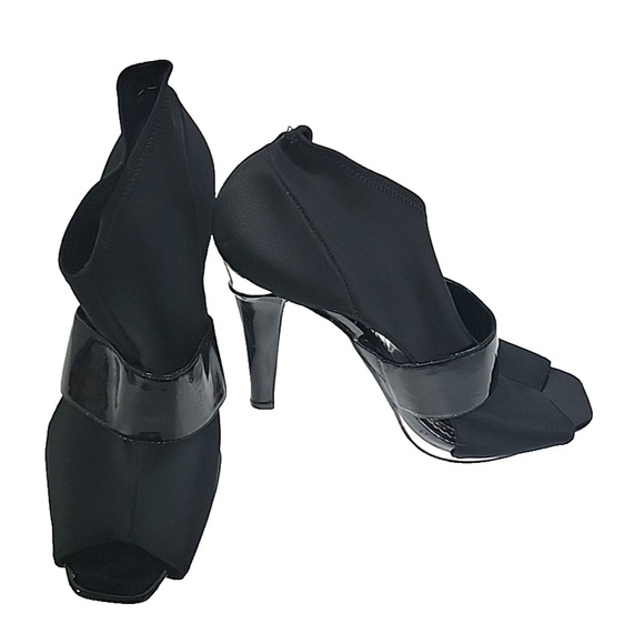 Luichiny Marching On Black Open Toe Platform Stilleto Heel Shoes Size 10 M - Picture 3 of 15